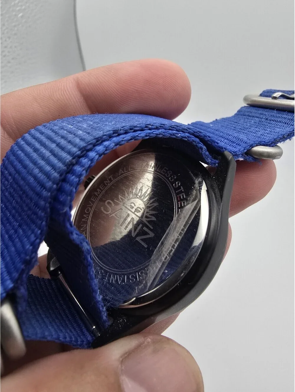 Sainz HTP Men's Quartz Field Watch Black Dial Blue NATO Strap Military Style